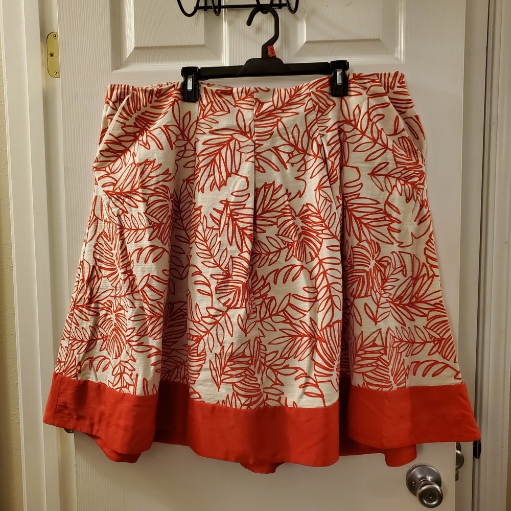 Lane Bryant sz 24 tropical linen blend pleated midi skirt resort vacation‎ beach